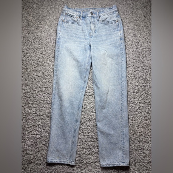 American Eagle Jeans Womens 2 90s Straight Light Wash Stretch Basic Everyday - Picture 1 of 8